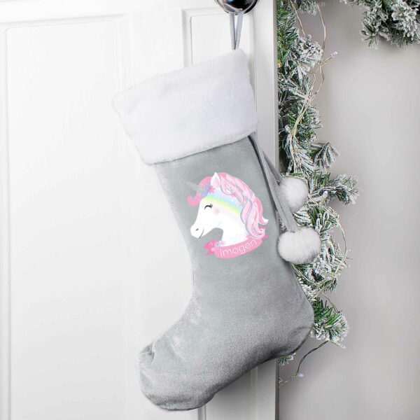 Personalised Santa Christmas Stocking Christmas Unicorn