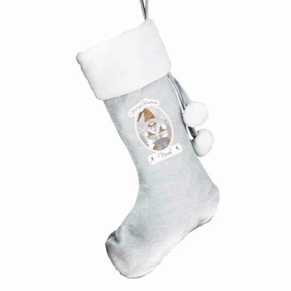 Luxury Silver Grey Personalised Santa Christmas Stocking, Many Designs - Image 5