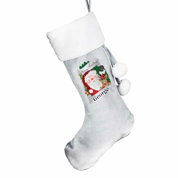 Luxury Silver Grey Personalised Santa Christmas Stocking, Many Designs - Image 3