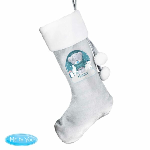 Luxury Silver Grey Personalised Santa Christmas Stocking, Many Designs - Image 2