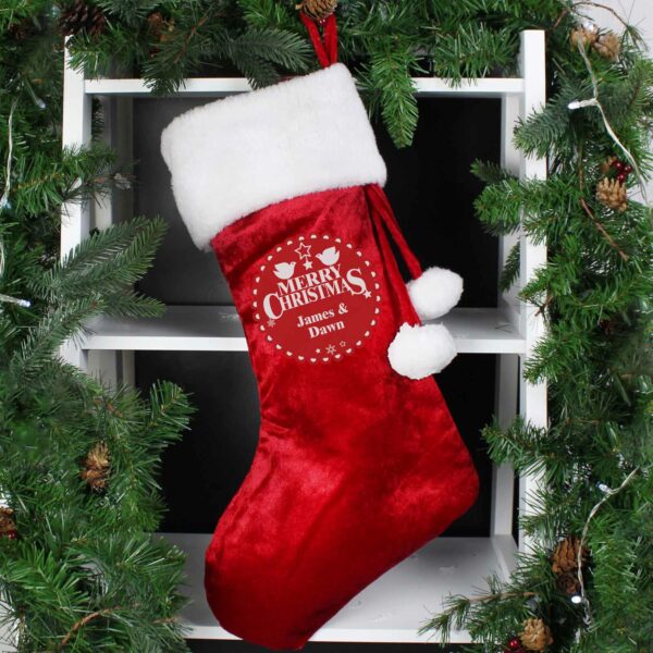 Luxury Red Personalised Christmas Stockings Christmas Wishes