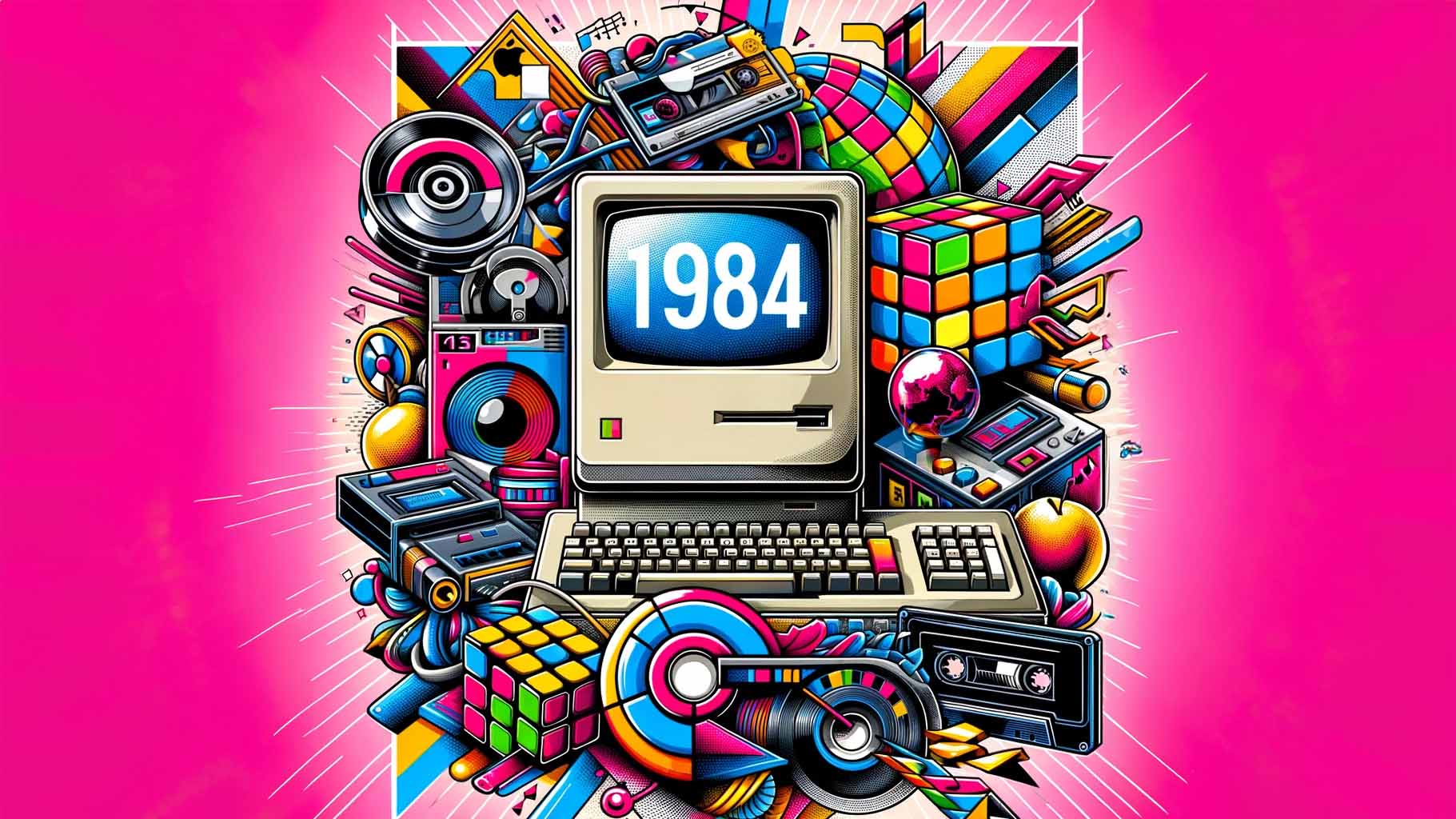 vibrant illustration representing What Happened in 1984 in the UK. Computer generated