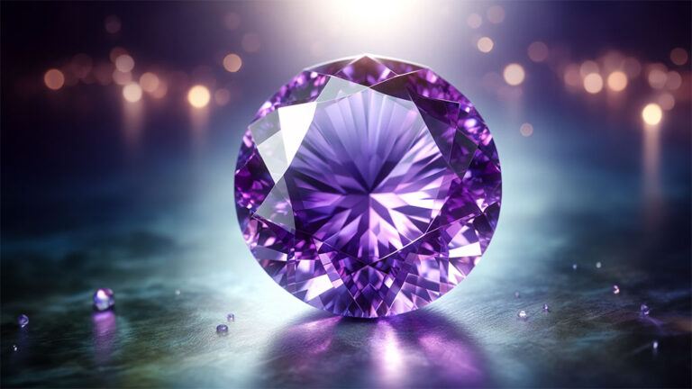 February’s Birthstone: Amethyst - an amethyst stone cut for jewellery - computer generated.