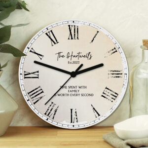 Rustic Large Wooden Personalised 1st Anniversary Clock