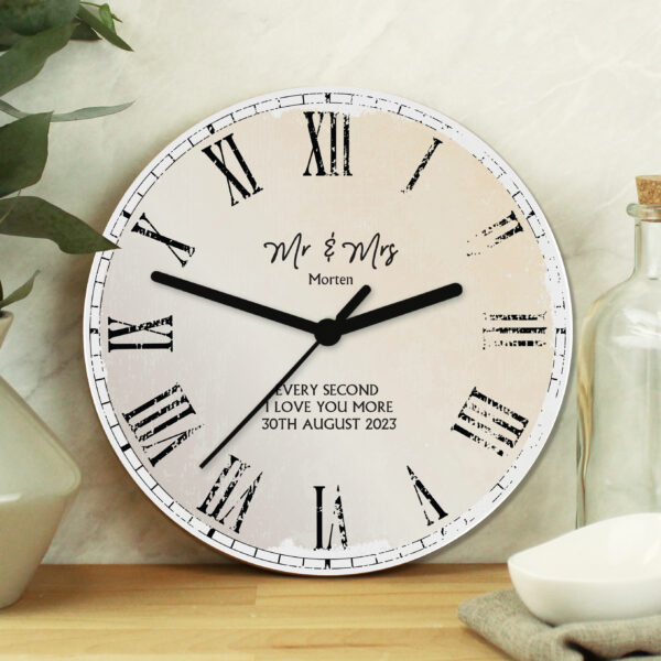 Rustic Large Wooden Personalised Clock 1st Anniversary