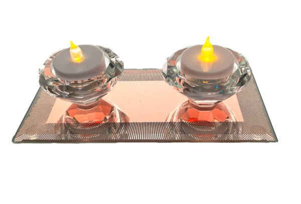 Shudehill Giftware Twin tealight holders Diamond Sparkle Lines - Image 2