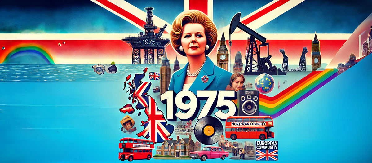 image reflecting what happened in 1975 in the UK. computer generated.